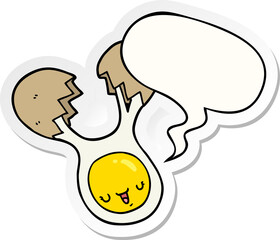 cartoon cracked egg and speech bubble sticker