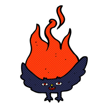 cartoon flaming halloween bat