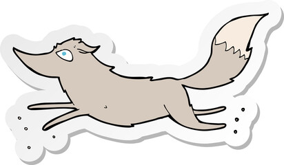 sticker of a cartoon wolf running