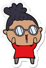 sticker of a cartoon woman wearing spectacles