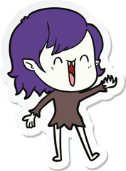 sticker of a cute cartoon happy vampire girl