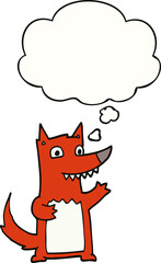 cartoon wolf and thought bubble