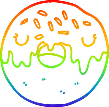 recommend clip art: rainbow gradient line drawing cartoon donut