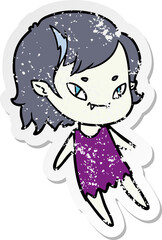 distressed sticker of a cartoon friendly vampire girl