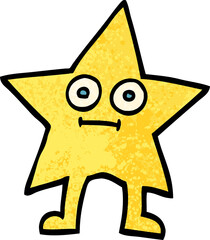 grunge textured illustration cartoon star character