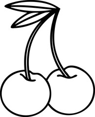 black line tattoo of cherries