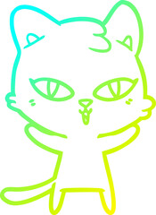 cold gradient line drawing cartoon cat
