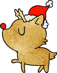 christmas textured cartoon of kawaii deer