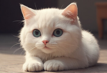 Fototapeta na wymiar portrait of a white cat with blue eyes