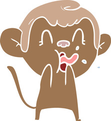 crazy flat color style cartoon monkey