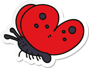 sticker of a quirky hand drawn cartoon butterfly