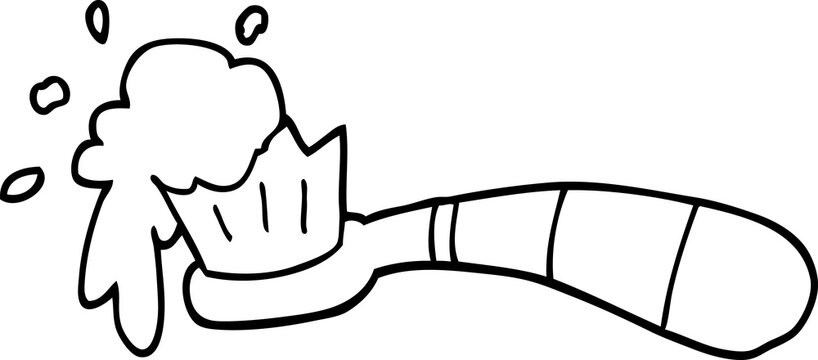 recommend clip art: line drawing cartoon toothbrush and tooth paste