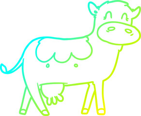 cold gradient line drawing cartoon dairy cow
