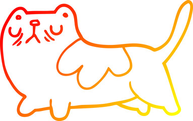 warm gradient line drawing cartoon cat