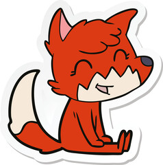 sticker of a happy cartoon fox