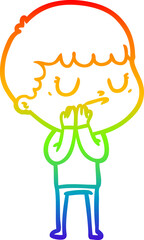 rainbow gradient line drawing cartoon grumpy boy