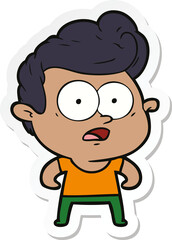 sticker of a cartoon staring man
