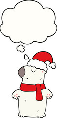 cute cartoon christmas bear and thought bubble