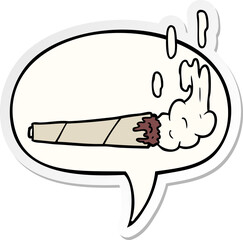 cartoon marijuiana joint and speech bubble sticker