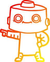 warm gradient line drawing cartoon robot