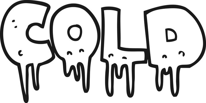 black and white cartoon word cold