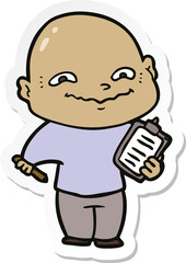 sticker of a cartoon nervous man