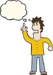 cartoon angry man making point with thought bubble