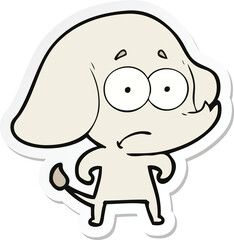 sticker of a cartoon unsure elephant