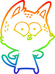 rainbow gradient line drawing cartoon cat