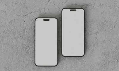 Smartphone with a blank screen on a white background. Smartphone mockup closeup isolated on white background concrete iPhone