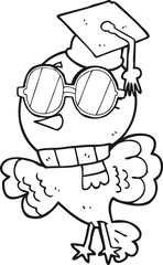 cute black and white cartoon well educated bird