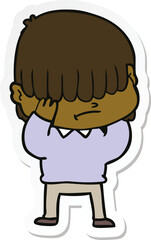 sticker of a cartoon boy with untidy hair