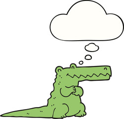 cartoon crocodile and thought bubble