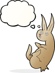 cue cartoon rabbit with thought bubble