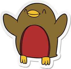 distressed sticker of a Cartoon Robin
