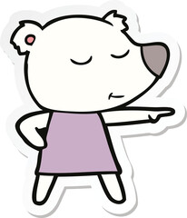 sticker of a cartoon polar bear wearing dress