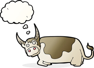 cartoon bull with thought bubble