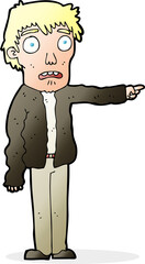 cartoon terrified man pointing