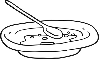 black and white cartoon empty cereal bowl