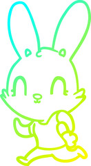 cold gradient line drawing cute cartoon rabbit running