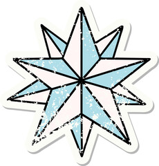 traditional distressed sticker tattoo of a star