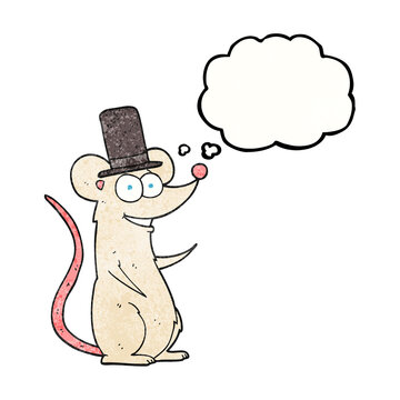 thought bubble textured cartoon mouse in top hat