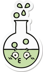sticker of a cute cartoon test tube