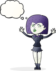 cartoon vampire girl with thought bubble