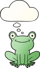 cartoon frog and thought bubble in smooth gradient style