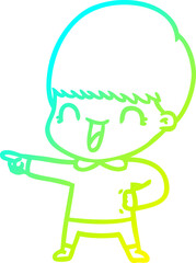 Fototapeta premium cold gradient line drawing happy cartoon boy