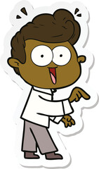 sticker of a cartoon excited man