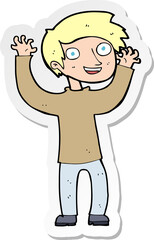 sticker of a cartoon happy man