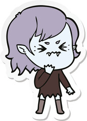 sticker of a annoyed cartoon vampire girl