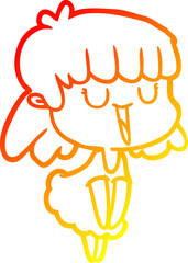 warm gradient line drawing cartoon woman